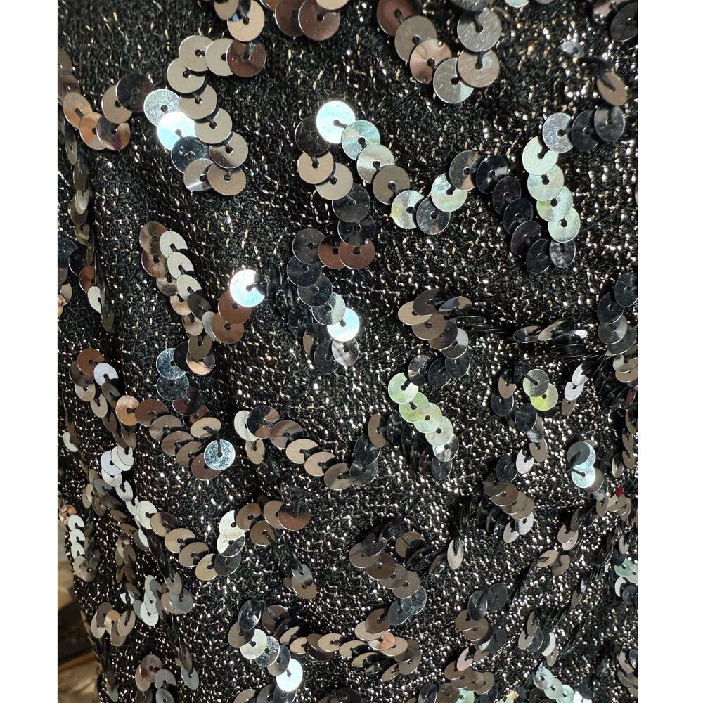 Norman Berg Vintage Maxi Sequin Dress Women's Black Sleeveless Evening Black Tie - Picture 8 of 16
